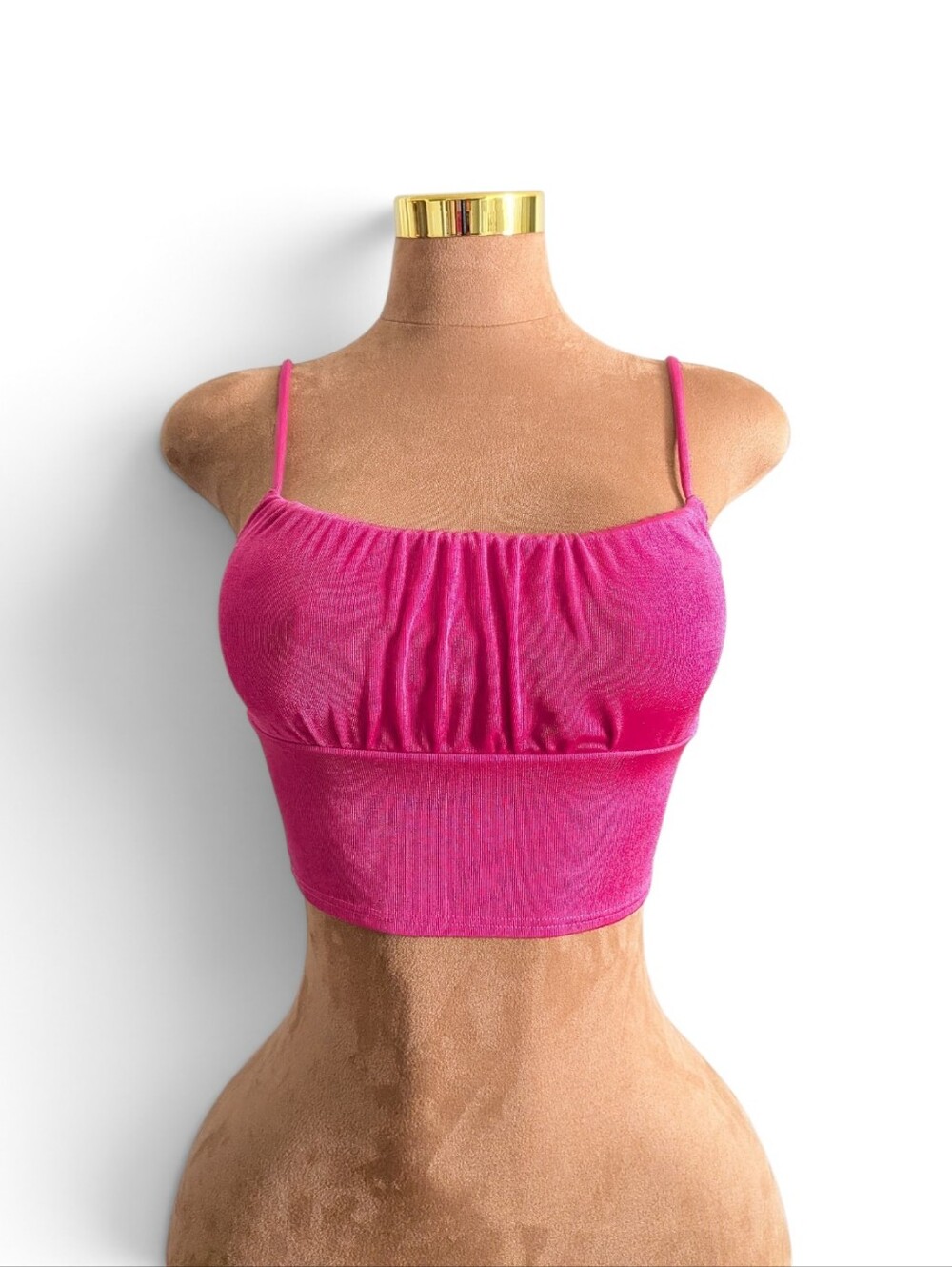 Altar'd State Barbiecore Hot Pink Ruched Tie-Back Crop Top
